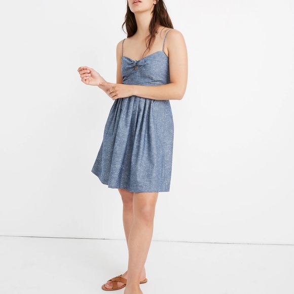 Elegant Madewell Blue Spaghetti Strap Dress size 12 - Picture 1 of 8